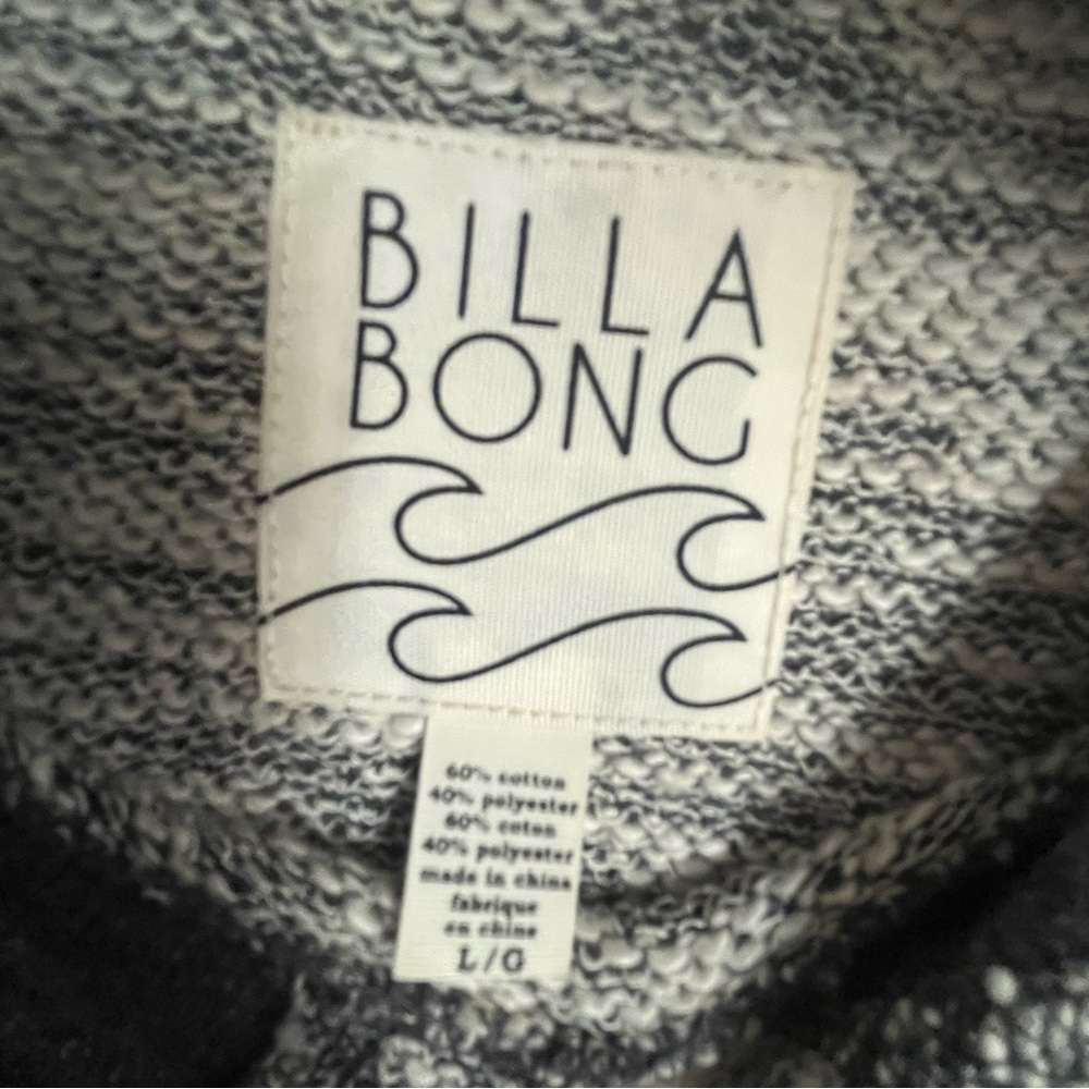 Billabong Charcoal & Grey Hi-Low Raglan Raw-Edge Kangaroo Slub-Knit Hoodie NWT - Picture 15 of 16
